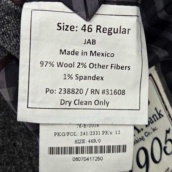JOS A BANK 1905 Collection Mens 46R Gray Wool Blazer Sport Coat Tailored Fit - Picture 6 of 12